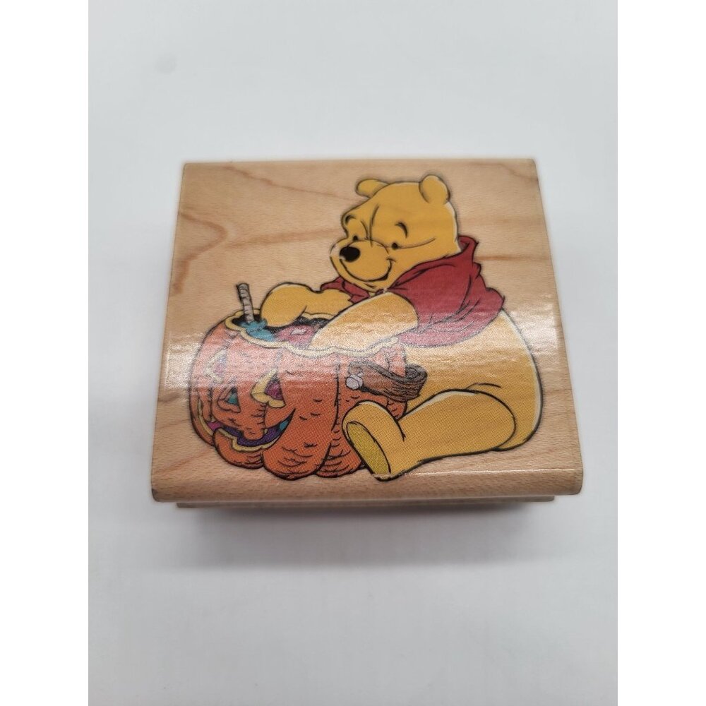POOH'S TREATS Wood Mount Rubber Stamp A-1207E Halloween Fall Rubber Stampede - Picture 2 of 8